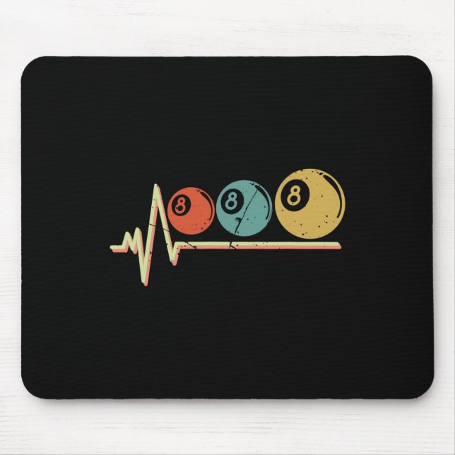Retro Pool Player Gift Billiard Ll Heartbeat  Mouse Pad (Front)