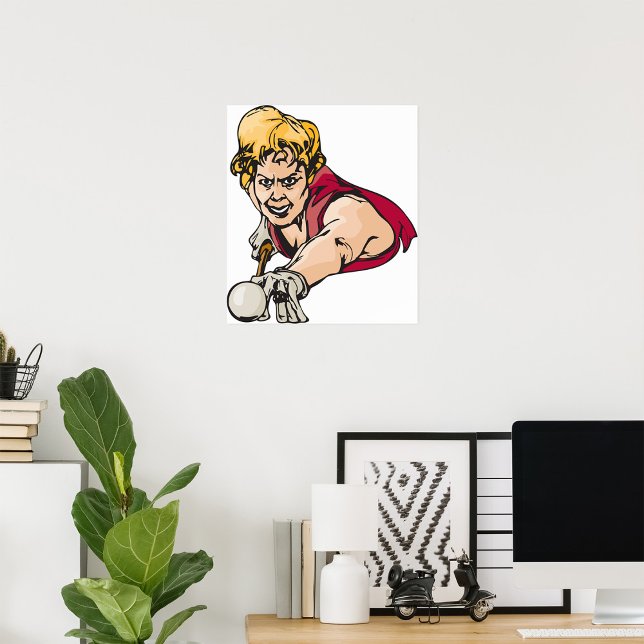 Retro Pool Player Vintage Billiards Sports Poster (Creator Uploaded)