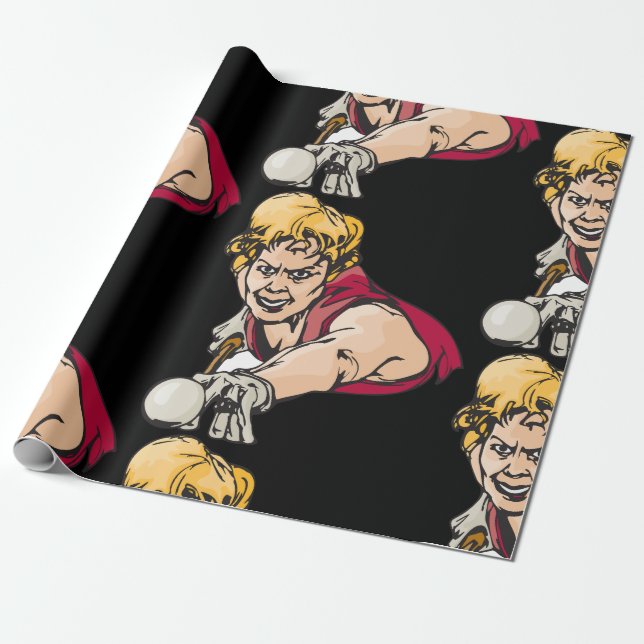 Retro Pool Player Vintage Billiards Sports Wrapping Paper (Unrolled)