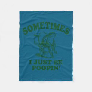 Retro Poopin Sometimes Just I Frog Fleece Blanket