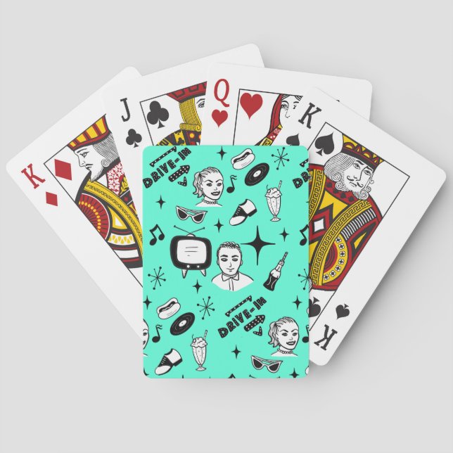 Retro Pop 1950's Style Nostalgic Graphics  Playing Cards (Back)