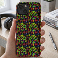 Retro Pop Abstract Doodle Pattern In Vibrant Colou