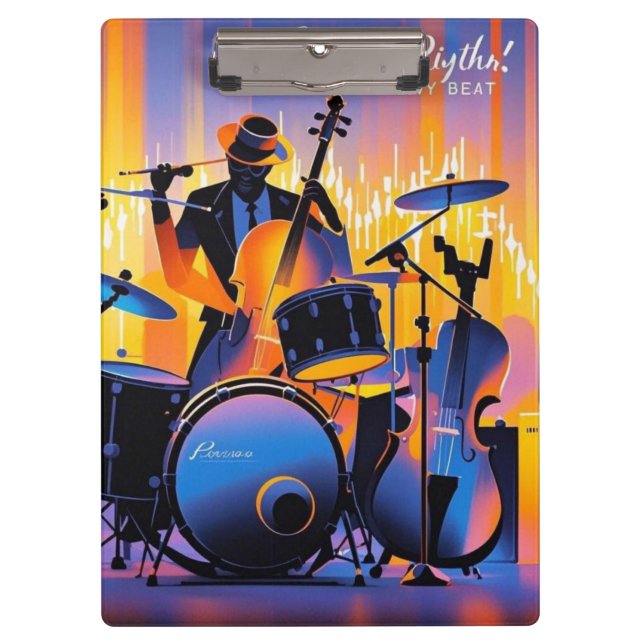 Retro Pop Abstract musical instruments dramatic Clipboard (Front)
