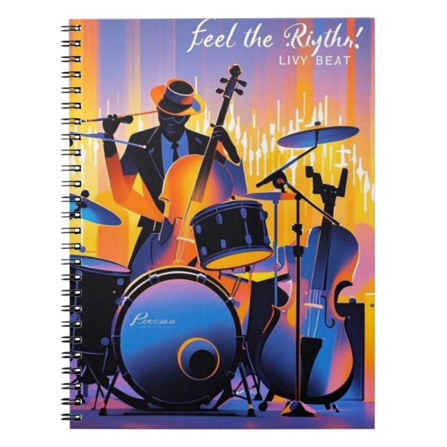 Retro Pop Abstract musical instruments dramatic Notebook (Front)
