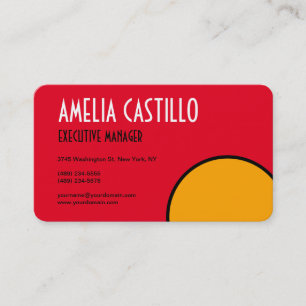Retro Pop Art 60s 70s Style Minimalist Red Yellow Business Card