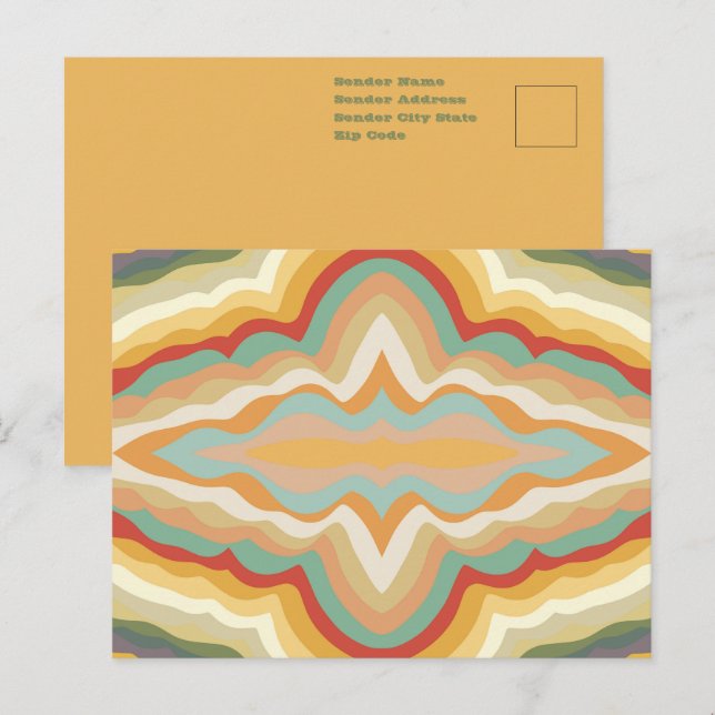 Retro Pop Art Abstract Geometric Wavy Pattern Postcard (Front/Back)