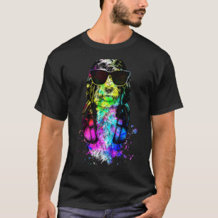 Retro Pop Art Bernedoodle Dog Portrait with Headph T-Shirt