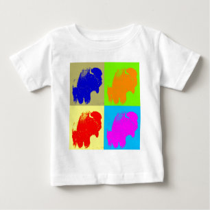 Retro Pop Art Bison Buffalo Artwork Baby T-Shirt