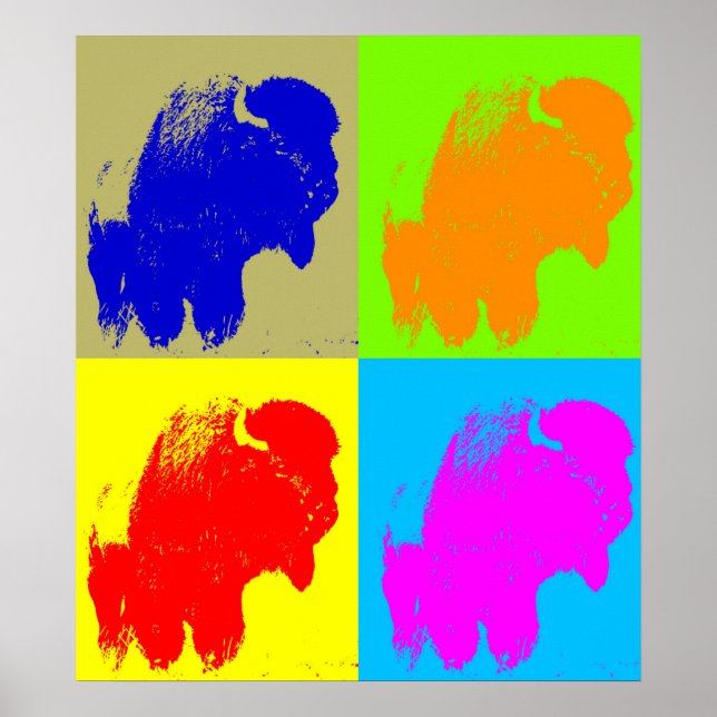 Retro Pop Art Bison Buffalo Artwork Poster (Front)