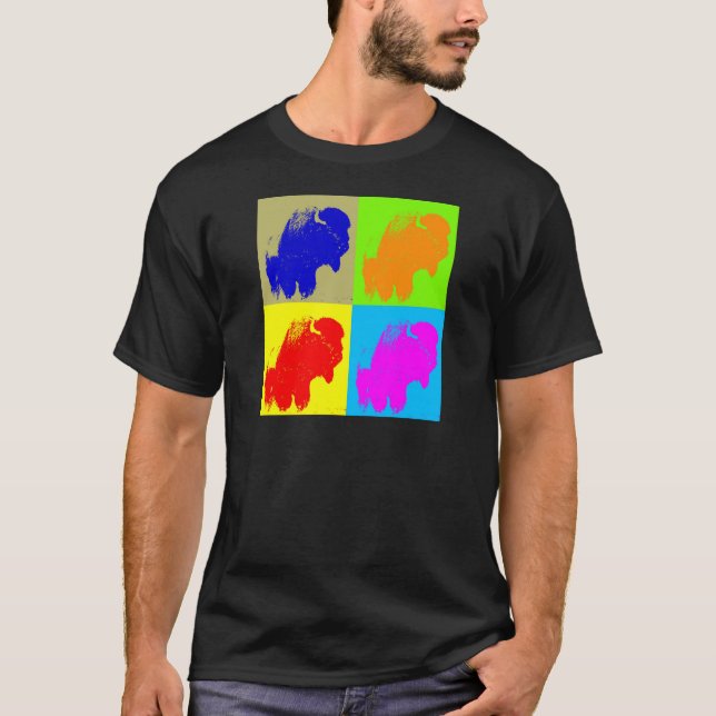 Retro Pop Art Bison Buffalo Artwork T-Shirt (Front)