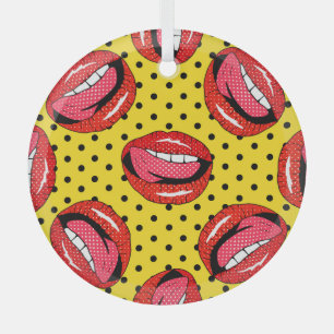 Retro Pop Art: Cartoon Patch Badges Glass Tree Decoration
