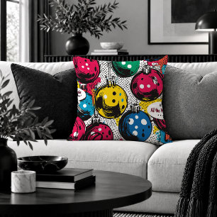 Retro Pop Art Christmas Baubles Decorative Pillow