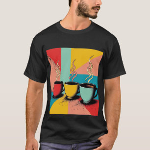 Retro Pop Art Coffee Vibrant Trio Trio Colorful T-Shirt