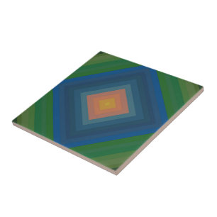 Retro Pop Art Colour Stripe Diamond Pattern  Ceramic Tile