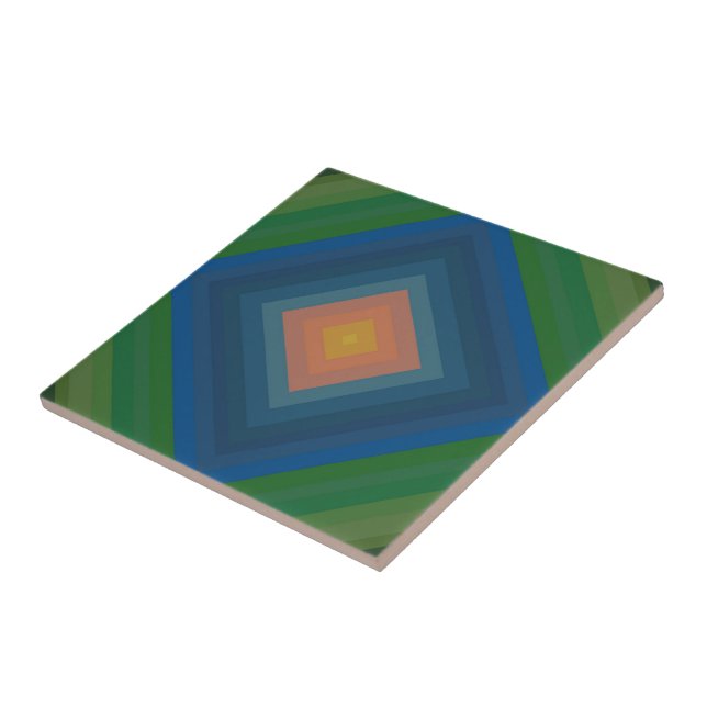 Retro Pop Art Colour Stripe Diamond Pattern  Ceramic Tile (Side)