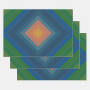 Retro Pop Art Colour Stripe Diamond Pattern  Wrapping Paper Sheet