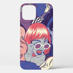 Retro Pop Art Comic Girls Seamless Pattern. Backgr iPhone 12 Case
