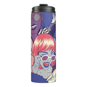 Retro Pop Art Comic Girls Seamless Pattern. Backgr Thermal Tumbler