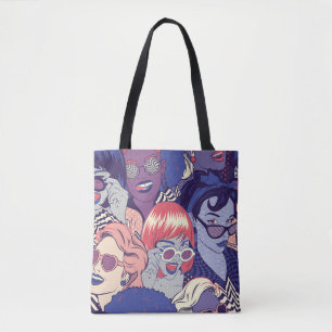 Retro Pop Art Comic Girls Seamless Pattern. Backgr Tote Bag