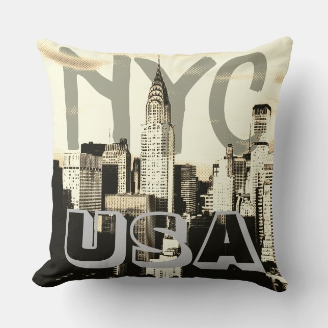 Retro Pop Art Comic New York City NYC USA Cushion (Front)