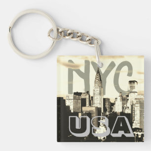Retro Pop Art Comic New York City NYC USA Key Ring