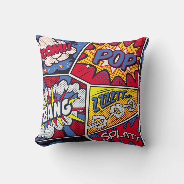 Retro pop art, comic shout pattern. cushion (Front)