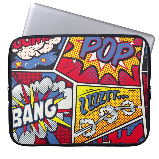 Retro pop art, comic shout pattern. laptop sleeve (Front)