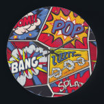 Retro pop art, comic shout pattern. large clock<br><div class="desc">Retro Pop Art comic shout seamless pattern Get your Retro Pop Art Comic Shout Pattern! Fun and Quirky decor! Comic Pop Art Shout Pattern - Where Retro Meets Fun! Get Your Typography On with this Graphic Blast from the Past. comic, pop, pattern, book, seamless, background, illustration, retro, cartoon, effect, decor,...</div>