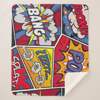 Retro pop art, comic shout pattern. sherpa blanket