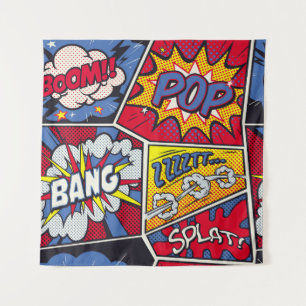 Retro pop art, comic shout pattern. tapestry