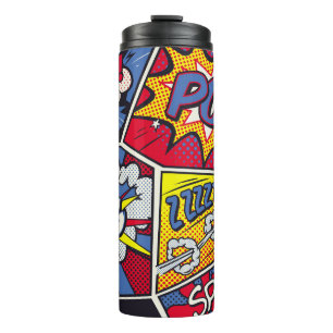 Retro pop art, comic shout pattern. thermal tumbler