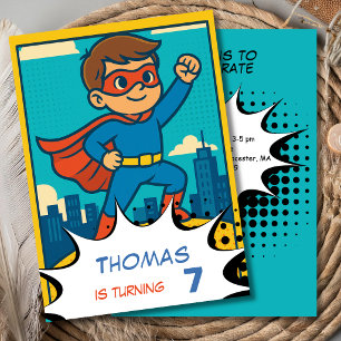 Retro Pop art comic superhero superboy birthday Invitation