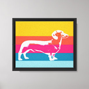 Retro Pop Art Dachshund Silhouette Canvas Print