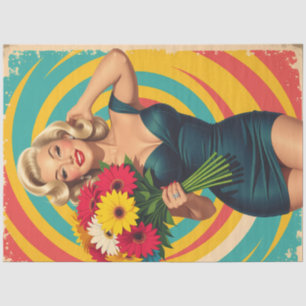 Retro Pop Art Flower Pin-Up Decoupage Tissue Paper