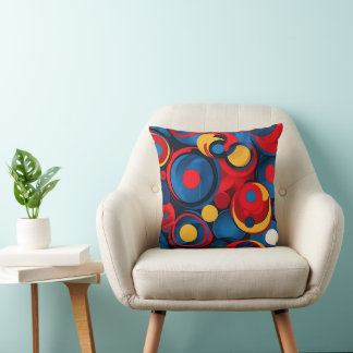 Retro Pop Art Geometric Circles Cushion