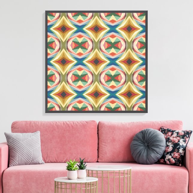 Retro Pop Art Geometric Colour Block Pattern Canvas Print (Insitu(LivingRoom))