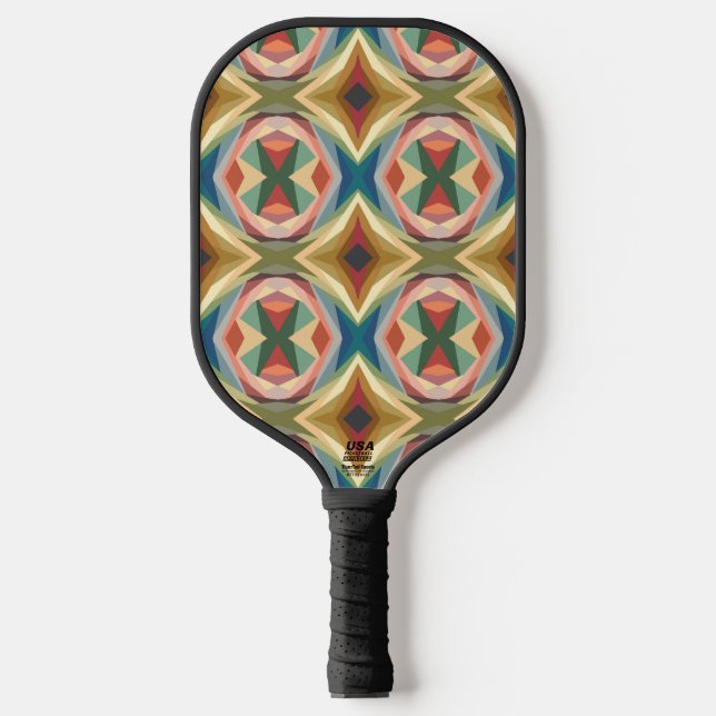 Retro Pop Art Geometric Colour Block Pattern Pickleball Paddle (Front)