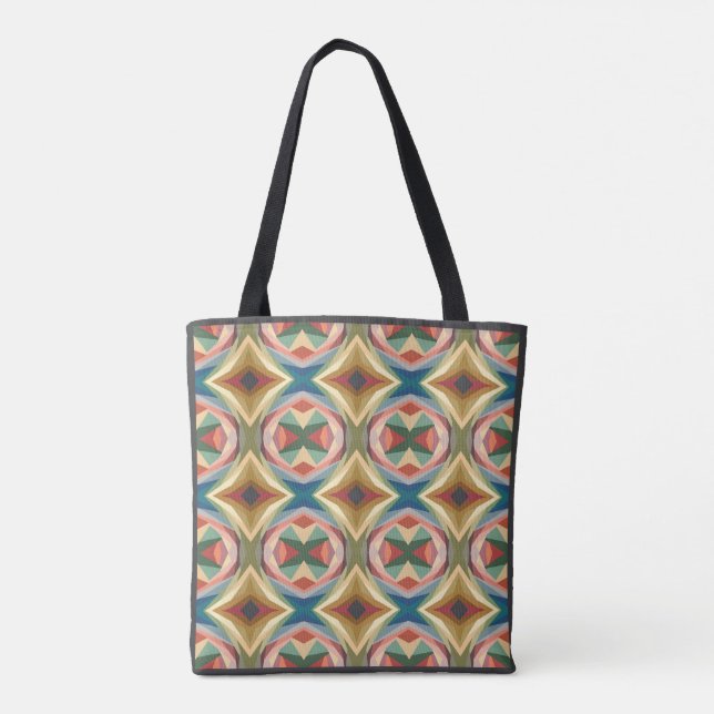 Retro Pop Art Geometric Colour Block Pattern  Tote Bag (Back)