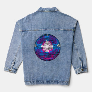 Retro Pop Art Geometric Mirrored Disco Sphere Denim Jacket