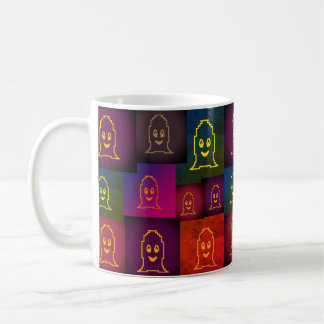 Retro Pop Art Ghost Grid Halloween Invitation Post Coffee Mug