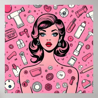 Retro pop art girl poster