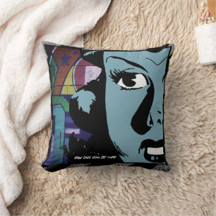 Retro Pop Art Girl Throw Pillow