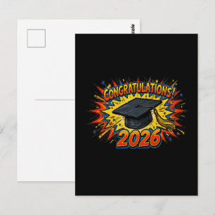 Retro Pop Art Graduation 2026 Postcard