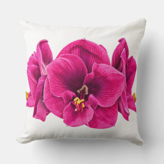 Retro Pop Art Hot Magenta Amaryllis Throw Pillow