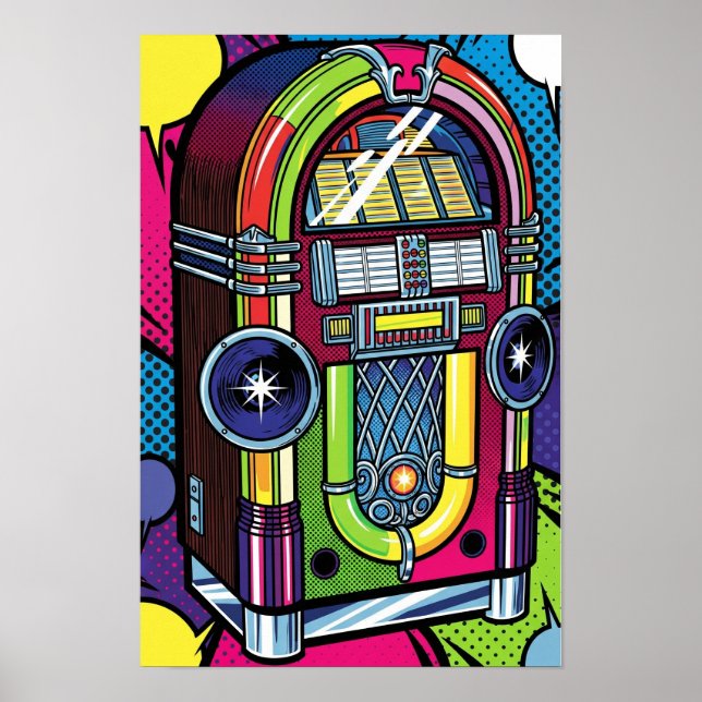 Retro Pop Art Jukebox Poster (Front)
