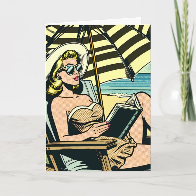 Retro Pop Art Lady | Just Saying Hi Card (Front)