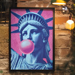 Retro Pop Art Lady Liberty  Poster<br><div class="desc">Make a bold statement with this pop art-style Statue of Liberty poster, featuring Lady Liberty blowing a pink bubblegum bubble against a retro halftone hot pink backdrop. This cheeky, rebellious twist on an American icon delivers high-impact wall art perfect for modern apartments, creative studios, dorm rooms, or eclectic gallery walls....</div>