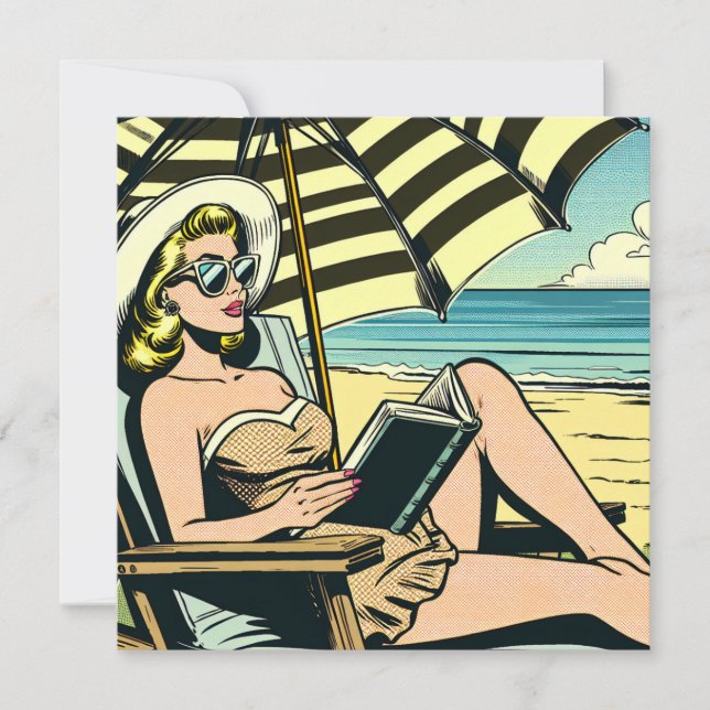Retro Pop Art Lady on the Beach (Front)