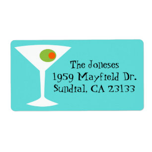Retro Pop Art Martini Return Address Labels