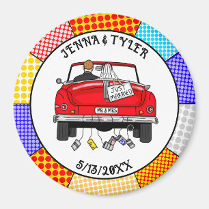  Retro Pop Art Mr & Mrs   Just Got Married Magnet